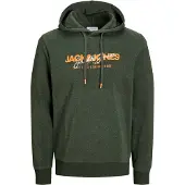 Jack & Jones Sweatshirt 'JJAlvis' mørkegrøn / mørkeorange / hvid
