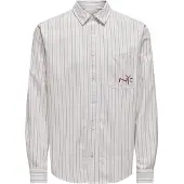 Only & Sons Skjorte 'ONSDrake' cappuccino / mørkerød / naturhvid