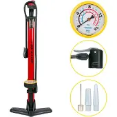 Dunlop cykelpumpe med manometer 230 PSI (16 Bar) - rød