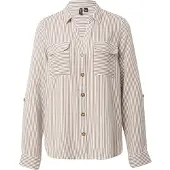Vero Moda Bluse 'Bumpy' lysebrun / hvid