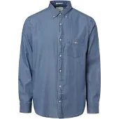 Gant Ganttil mænd. 3000400 Skjorte med almindelig pasform (M), Blå, Casual, Bomuld, Klassisk, Lange ærmer