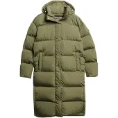 Superdry Superdrytil kvinder. W5011642A Quiltet lang frakke med hætte grøn (S), Casual, Polyester, Bæredygtig