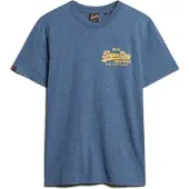 Superdry Superdrytil mænd. M1012160A Klassisk T-shirt med blåt Vintage-logo (XL), Casual, Bomuld, Korte ærmer