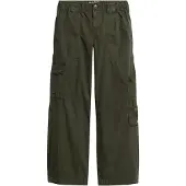 Superdry Superdrytil kvinder. W7011075A Lavtsiddende cargo-bukser med grønt broderi (30), Casual, Bomuld