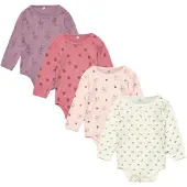 Pippi Baby Bodyer l/æ - 4-pak - Dusty Rose - - 56 - Body L/Æ