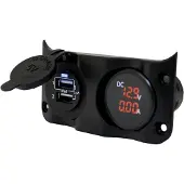 Talamex Switchpanel Med Dobbelt Usb Og Digital Voltmeter/ampmeter