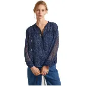 Pepe Jeans Pepe Jeanstil kvinder. PL304831 Clementine navy bluse (XS), Casual, Polyester, Lange ærmer, Blå