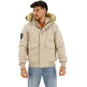Superdry Superdrytil mænd. M5011742A Everest grå quiltet bomberjakke med hætte (XL), Casual, Polyester