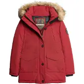 Superdry Superdrytil kvinder. W5011572A Parka med hætte i imiteret pels Everest rød (S), Casual, Polyester