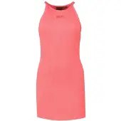 Superdry Superdrytil kvinder. W8011595A Pink broderet ribkjole med olympisk ryg (XL), Casual, Uden ærmer/stropper, Økologisk bomuld, Bæredygtig
