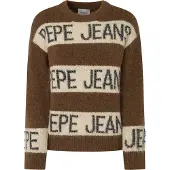 Pepe Jeans Pepe Jeanstil kvinder. PL702226 Helmi brunstribet strikket trøje (L), Casual, Polyester