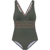 LASCANA Badedragt beige / brun / oliven