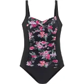 LASCANA Badedragt grøn / pink / sort