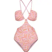 LASCANA Badedragt 'Lisa' orange / lyserød / lys pink / hvid