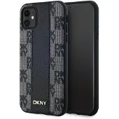 DKNY MagSafe-etui i ternet læder med ensfarvet mønster til iPhone 11 / Xr - Sort
