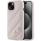 Karl Lagerfeld Hardcase Diagonal Quiltet Pink iPhone 15 cover