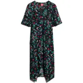 Superdry Superdrytil kvinder. W8011744A Gennemsigtig midikjole med korte ærmer, sort (XS), Casual, Genanvendt polister, Bæredygtig