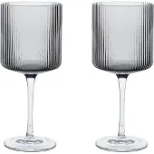 Ferm Living Ripple rødvinsglas 32,5 cl 2-pak Smoked grey
