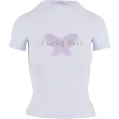 FELICIOUS Shirts 'Lucky Girl ' lavendel / sølv / hvid