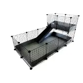 C&c bur, modulært 4x2 + Loft 2x1 + Grå rampe, til marsvin, pindsvin, 149 x 77 cm