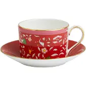 Wedgwood Wonderlust Jewel Teacup & Saucer Set 5 Oz Crimson Red