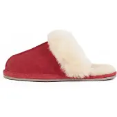 Minnetonka Hjemmesko 'Sheepskin Slide' beige / rød