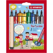 Stabilo Tuscher - Trio Scribbi - 8 stk. - Mulitfarvet - - OneSize - Tusch