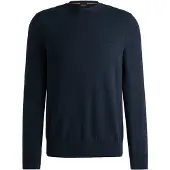 BOSS Strikket sweater af bomuld med broderet logo