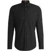BOSS Regular-fit skjorte i bomuldspoplin med broderet logo