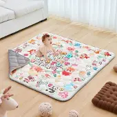 Vevor Babylegemåtte, 50"x50" babykravlemåtte, skridsikker, fortykket blød babylegemåtte i ét stykke, foldbar, rullelig gulvmåtte, vandtætte aktivitetslegemåtter til babyer, småbørn, spædbørn, maskinva