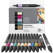 Winsor & Newton Promarker Set 12 grev manga -romantik