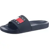 Tommy Hilfiger Tommy Jeanstil mænd. EM0EM01191 Flipflops med navy-præget logo (43), Fast, Ingen, Casual, Badetøj, Blå