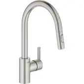 GROHE Feel etgr køk brus dual - Etgrebskøkkenbatteri, C-tud, zero, højt udløb, supersteel