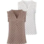 LASCANA Bluse taupe / hvid