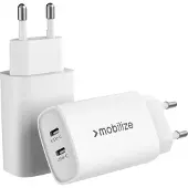 Mobilizera Mobilize væglader 2x USB-C GaN 45W Hvid med PD/PPS