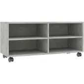 vidaXL tv-bord med hjul 90x35x35 cm konstrueret træ betongrå