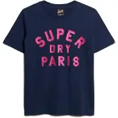 Superdry Superdrytil kvinder. W1011501A Navy glitter t-shirt (S), Casual, Bomuld, Korte ærmer, Blå