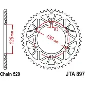 JT Sprockets Ktm Jta897.47blk Aluminium Bagtandhjul