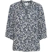 Ichi Bluse 'IHMarrakech' ecru / natblå