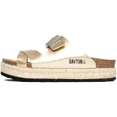 Bayton Pantoletter 'Tenerife' guld / sort-meleret