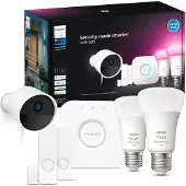Philips Hue Secure Startsæt: 2 x E27 pærer (1100lm) + 1 x Secure kamera + 2 x Secure kontaktsensorer