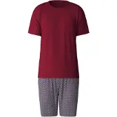 Calida Pyjamas kort mørkeblå / carminrød / hvid