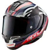 Alpinestars S-R10-holdet Integralhjelm Rød/Hvid/Karbon XL