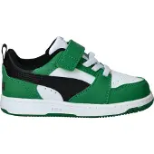 Puma Rebound V6 Low Sneakers Toddlers, Shoes, White/Black/Archive Green, 21