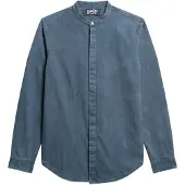 Superdry Superdrytil mænd. M4010866A Merchant Indigo Skjorte Marineblå (XXL), Casual, Bomuld, Lange ærmer