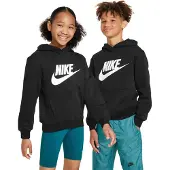 Nike Hættetrøje NSW Club Fleece - Sort/Hvid Børn, størrelse S: 128-137 cm