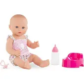 Corolle Drink and Wet Bath Baby Emma - 14 Girl Baby Doll med 3 tillbehör - Bottle Potty and Pacifier - verkligen drycker och går i pott för barn