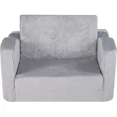 Vevor Børnesofa, Tumlingestole Komfortable, 2-i-1 Tumlingesofa Sovesofa Foldbar Ud, Konvertibel Sofa til Liggestol, Børnestol Sæde Legerumsmøbler til Børn Piger &amp; Drenge, Grå