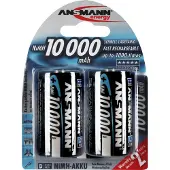 Ansmann 1x2 Nimh Genopladelige 10000 Mono D-batterier 9300mah