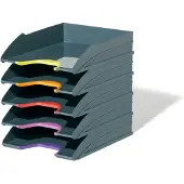 Durable Brevbakke, Varicolor Tray, sæt med 5 brevbakker, antrasit grå med ass. frontfarver